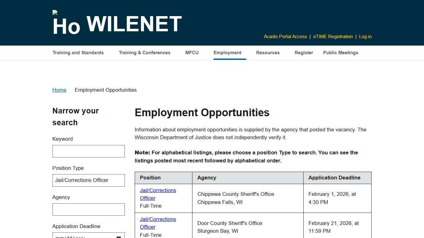 Employment Opportunities WILENET